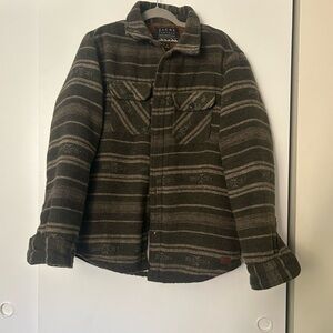 Jachs Men's Olive & Tan Striped Shirt Jacket